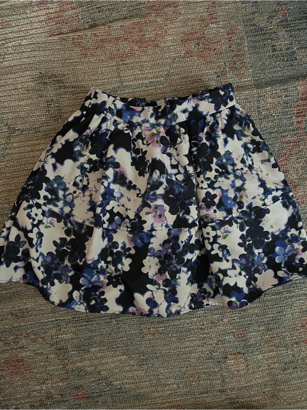 Express Floral Circle Skirt in White, Blue, Purple